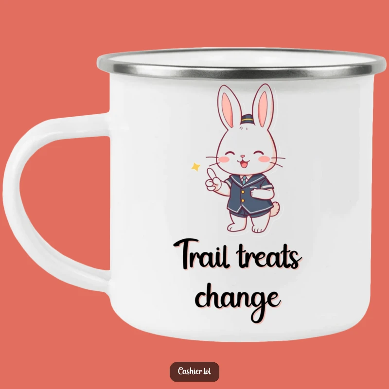 Funny Rabbit Cashier Camping Mug: Cute Bunny for Your Outdoor Adventures