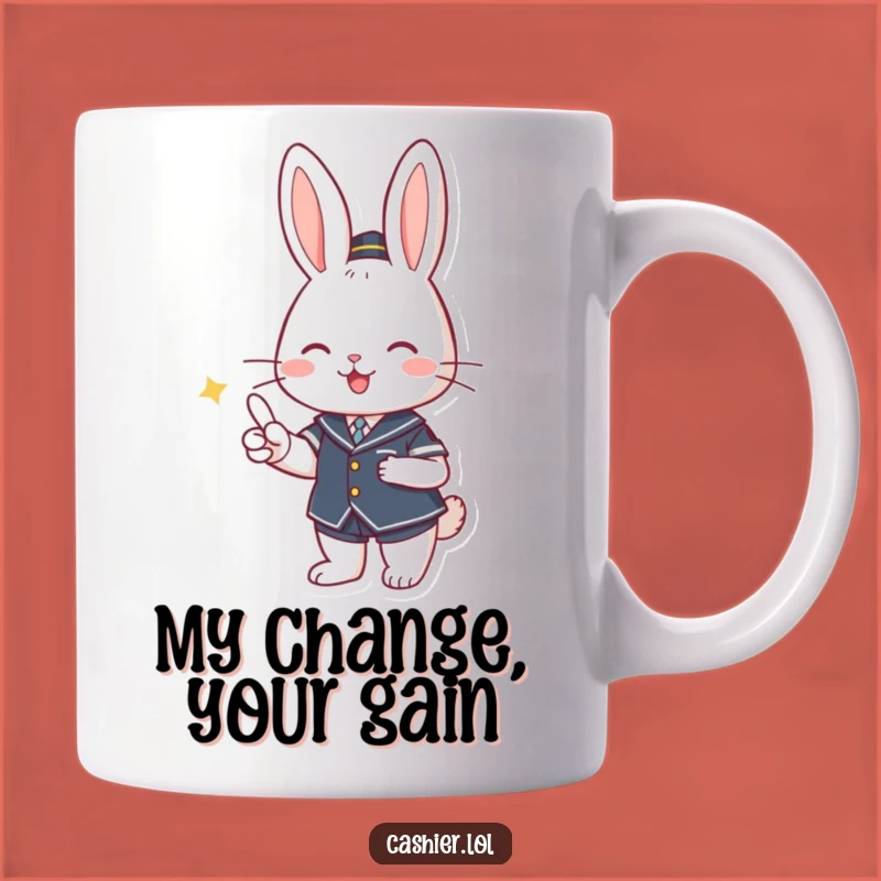 Funny Rabbit Cashier Mug: A Cute Uniformed Bunny Making Your Day Great