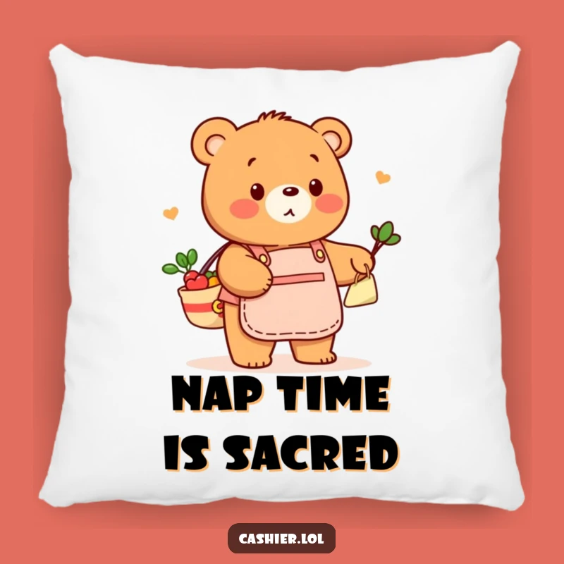 Comfortable Funny Bear Bagging Groceries Pillow: Relax with Retail Cheer