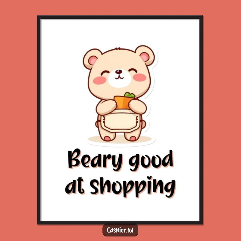 Funny Free Printable Wall Art: Joyful Bear Cub Bagging Delights, DIY Decor Gift