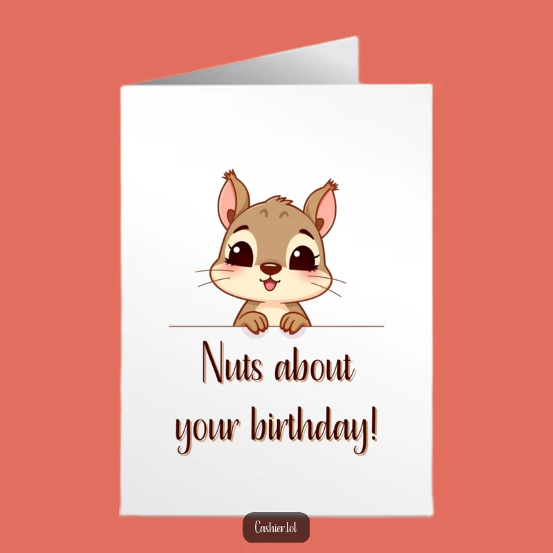 Free Printable Birthday Card: Curious Squirrel Peeking, Exciting Surprises Inside!