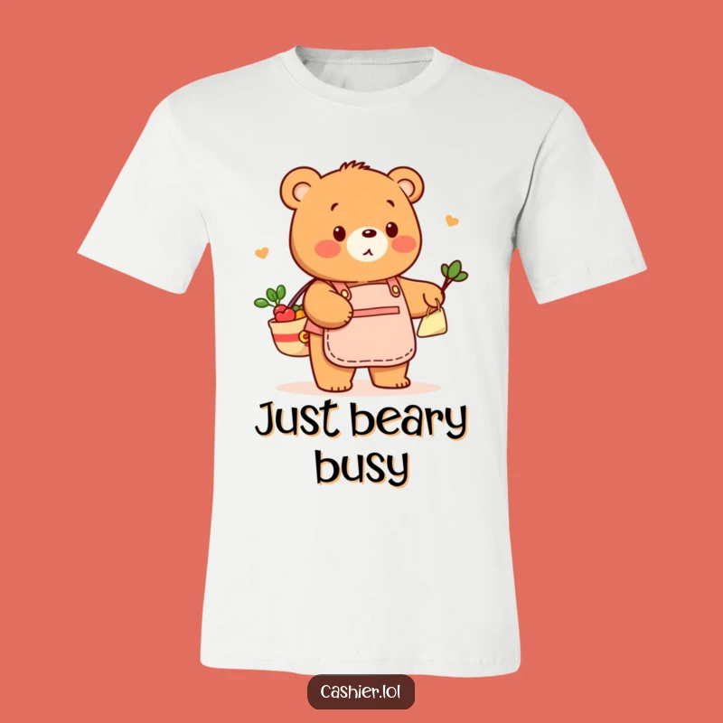 Funny Bear Bagging Groceries T-Shirt: Wear Your Friendly Service Spirit