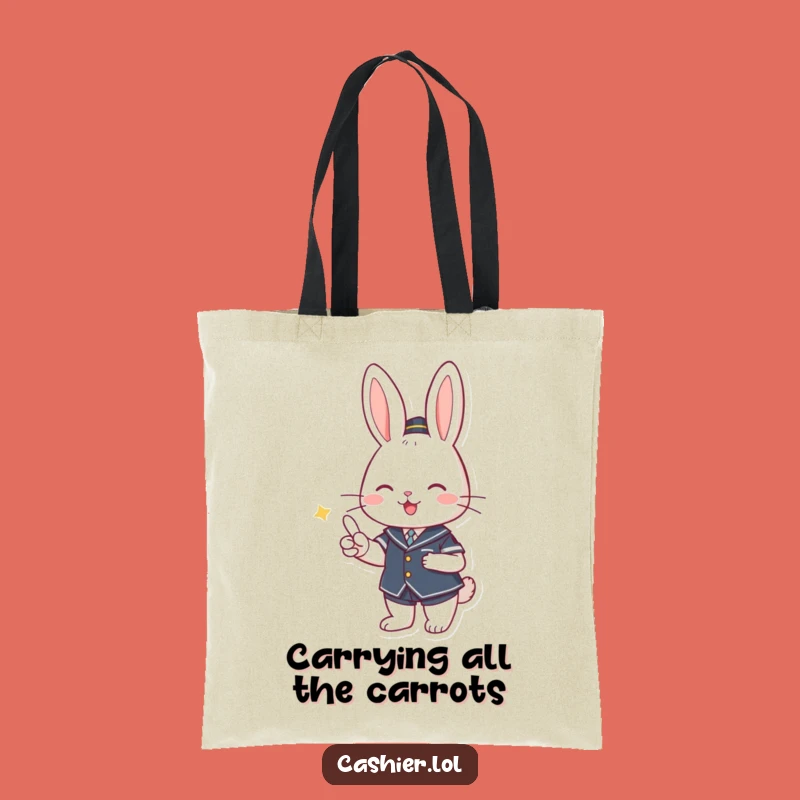 Funny Rabbit Cashier Tote Bag: Carry Your Essentials with a Smiling Bunny